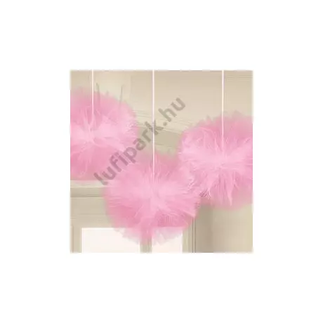 Pink Tüll Bolyhos Függő Dekoráció - 3 db-os