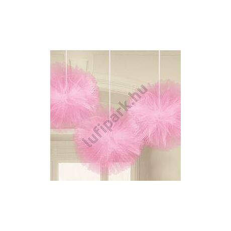 Pink Tüll Bolyhos Függő Dekoráció - 3 db-os