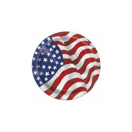 Amerikai zászlós parti tányér 23cm 8 db