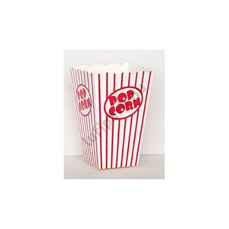 Fehér-Piros Csíkos Popcorn Tasak, 10 db-os