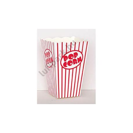 Fehér-Piros Csíkos Popcorn Tasak, 10 db-os