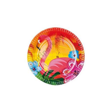Flamingó Hawaii Mintás Party Tányér - 23 cm