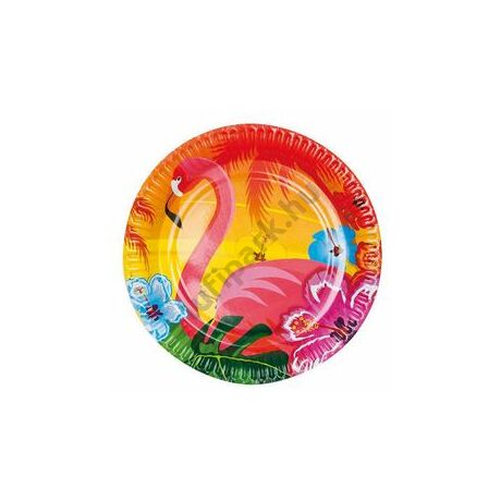 Flamingó Hawaii Mintás Party Tányér - 23 cm