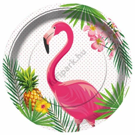 Flamingo parti tányér 8 db/csomag, 23 cm