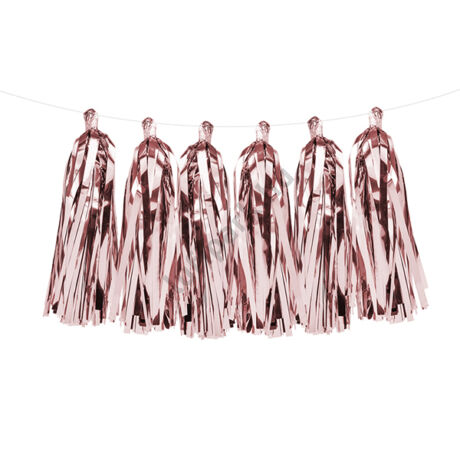 rosegold bojtos girland dekoráció