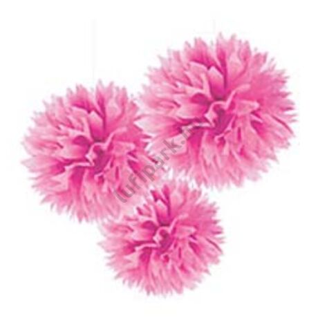  Pink Bolyhos Függő Dekoráció - 41 cm, 3 db-os