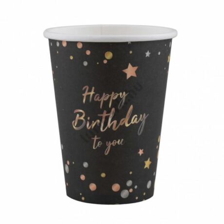 FEKETE PARTI POHÁR HAPPY BIRTHDAY FELIRATTAL