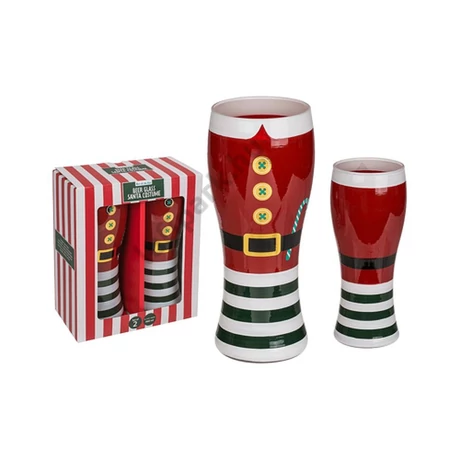 Karácsonyi Mintás Söröspohár Szett Díszdobozban, 2 Db (460 Ml)
