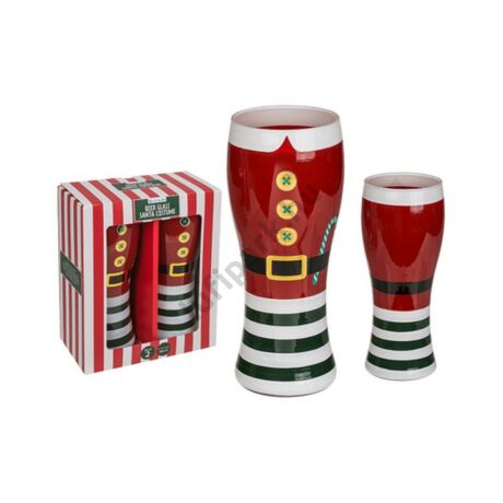 Karácsonyi Mintás Söröspohár Szett Díszdobozban, 2 Db (460 Ml)