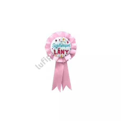 Szülinapi kitűző - Szülinapos Lány szalagos kitűző pasztell pink szalaggal