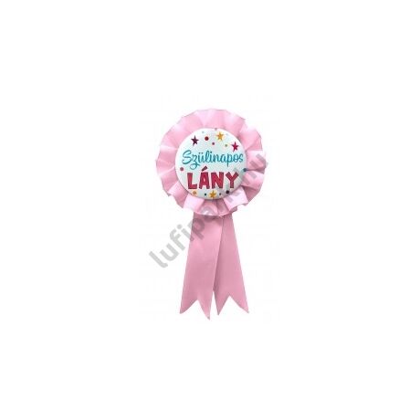 Szülinapi kitűző - Szülinapos Lány szalagos kitűző pasztell pink szalaggal