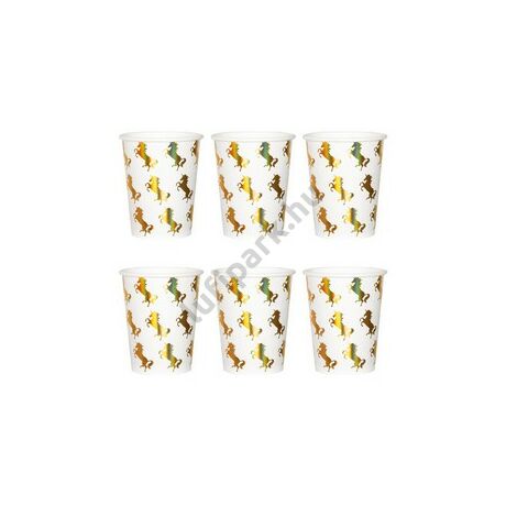 Fényes Unikornis - Egyszarvú Papír Parti Pohár - 250 ml, 6 db-os