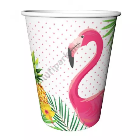 Flamingó mintás parti pohár 8 db/csomag