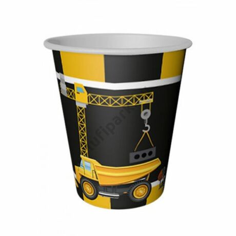 munkagépmintás pohár