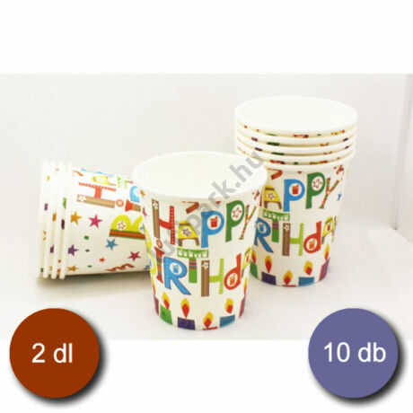 Happy birthday gyertyás pohár 10 db/csomag