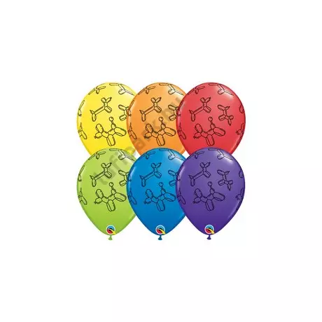 11 inch-es Lufikutya Mintás - Balloon Dogs Carnival Assortment Lufi