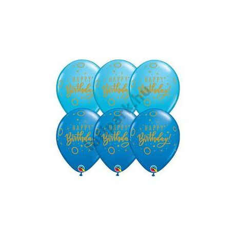 11 inch-es Birthday Dots &amp; Sparkles Blue Szülinapi Lufi 