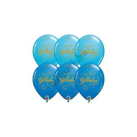 11 inch-es Birthday Dots &amp; Sparkles Blue Szülinapi Lufi 