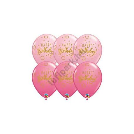 11 inch-es Birthday Dots &amp; Sparkles Pink Szülinapi Lufi 