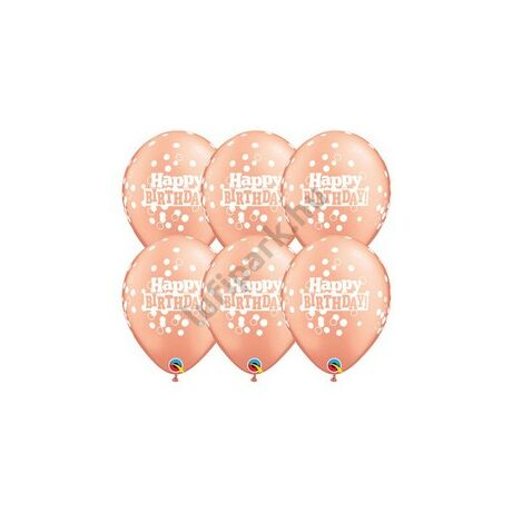 11 inch-es Birthday Confetti Dots Rosegold Szülinapi Lufi