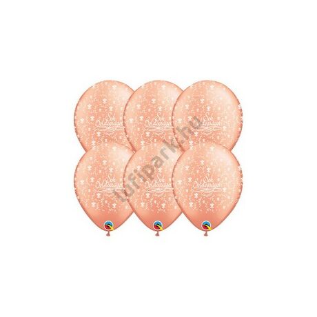 11 inch-es Sok Boldogságot Rosegold Lufi Esküvőre