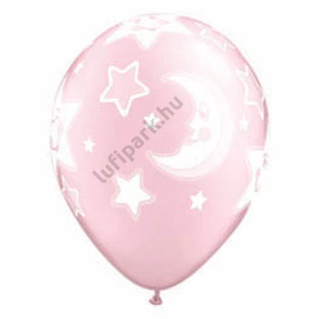 11 inch-es Baby Moon and Stars Pearl Pink Lufi Babaszületésre 