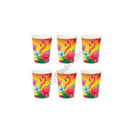Flamingó Hawaii Mintás Party Pohár - 250 ml, 6 db-os