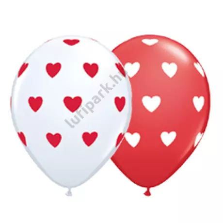 11 inch-es Big Hearts Red and White Szives Lufi 