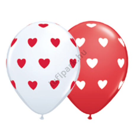11 inch-es Big Hearts Red and White Szives Lufi 