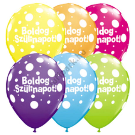 11 inch-es Boldog Szülinapot Big Polka Dots Tropical Assortment Szülinapi Lufi