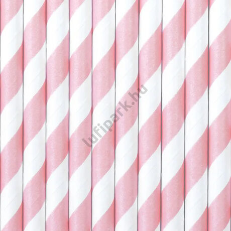 Papír szívószál light pink csíkos