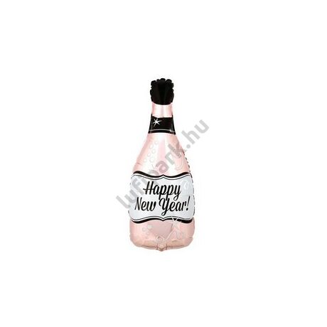 Rosegold színű HNY pezsgősüveg fólialufi