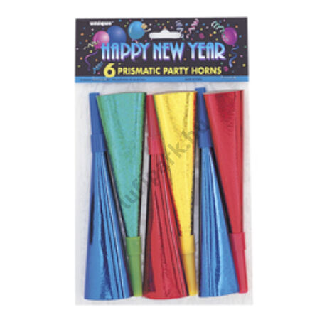 Színes 20 cm-es Hologramos Szilveszteri Party Trombiták - 6 db-os