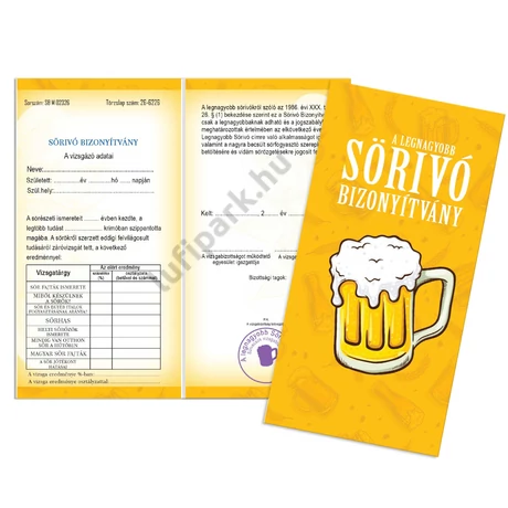 Sörivó bizonyítvány
