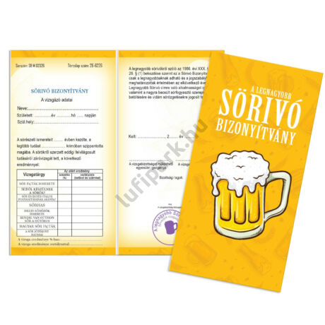Sörivó bizonyítvány