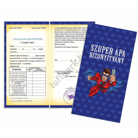 Szuper Apa bizonyítvány