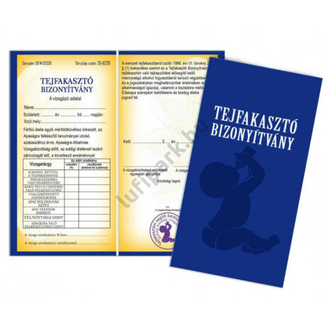 Tejfakasztó bizonyítvány