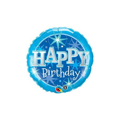18 inch-es Birthday Kék Csillogó Születésnapi Fólia Léggömb